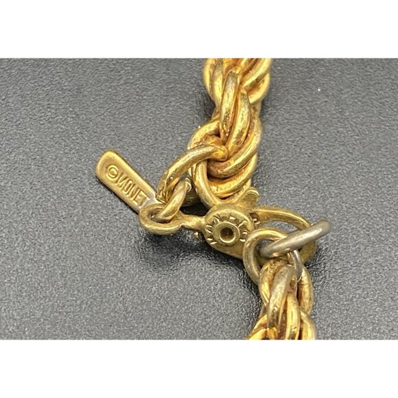 Vintage Monet Heavy 5 mm Rope Chain Necklace Gold Tone Signed 18" Layering - Picture 4 of 5